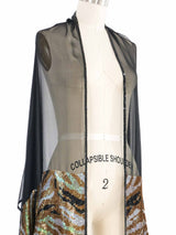 Escada Embellished Black Silk Scarf Accessory arcadeshops.com