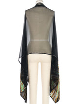Escada Embellished Black Silk Scarf Accessory arcadeshops.com