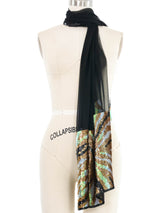Escada Embellished Black Silk Scarf Accessory arcadeshops.com