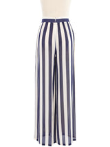 Escada Navy Candy Striped Silk Trousers Bottom arcadeshops.com