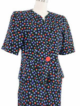 1980s Yves Saint Laurent Floral Printed Skirt Ensemble Suit arcadeshops.com