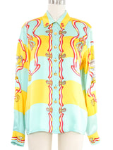 Escada Trophy Print Silk Blouse Top arcadeshops.com