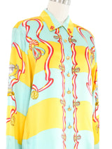 Escada Trophy Print Silk Blouse Top arcadeshops.com