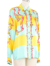 Escada Trophy Print Silk Blouse Top arcadeshops.com