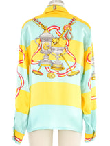 Escada Trophy Print Silk Blouse Top arcadeshops.com