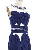 2014 Chanel Navy and White Chain Trimmed Dress Dress arcadeshops.com