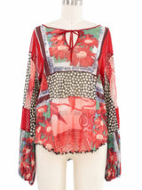 Jean Paul Gaultier Mixed Print Paneled Mesh Top Top arcadeshops.com