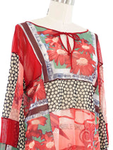 Jean Paul Gaultier Mixed Print Paneled Mesh Top Top arcadeshops.com