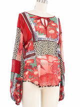 Jean Paul Gaultier Mixed Print Paneled Mesh Top Top arcadeshops.com