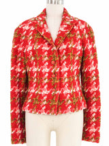 Roberto Cavalli Red Houndstooth Tweed Jacket Jacket arcadeshops.com
