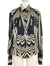 Roberto Cavalli Multi Striped Satin Blouse Top arcadeshops.com