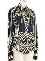 Roberto Cavalli Multi Striped Satin Blouse Top arcadeshops.com