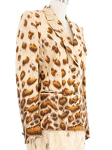 Escada Watercolor Animal Print Satin Skirt Suit Suit arcadeshops.com