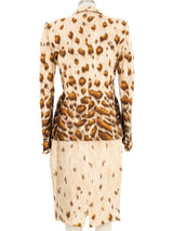 Escada Watercolor Animal Print Satin Skirt Suit Suit arcadeshops.com