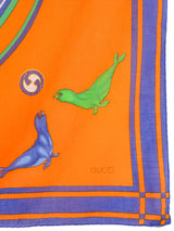 Gucci Orange Seal Print Scarf Accessory arcadeshops.com