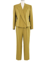1990s Gianni Versace Olive Green Pant Suit Suit arcadeshops.com