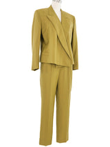 1990s Gianni Versace Olive Green Pant Suit Suit arcadeshops.com