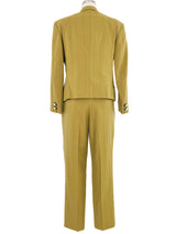 1990s Gianni Versace Olive Green Pant Suit Suit arcadeshops.com