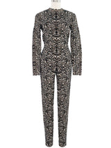 Alaia Animal Print Knit Bodycon Jumpsuit Suit arcadeshops.com