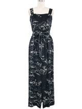 1970s Pauline Trigere Floral Print Chiffon Ensemble Suit arcadeshops.com