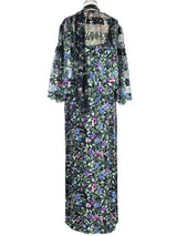 1970s Pauline Trigere Floral Print Chiffon Ensemble Suit arcadeshops.com