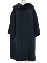 1960s Fur Trimmed Black Swing Coat Outerwear arcadeshops.com