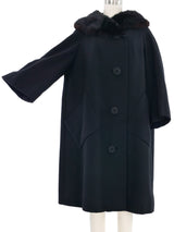 1960s Fur Trimmed Black Swing Coat Outerwear arcadeshops.com
