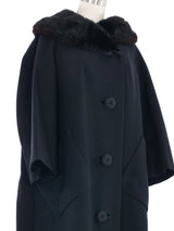 1960s Fur Trimmed Black Swing Coat Outerwear arcadeshops.com