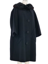 1960s Fur Trimmed Black Swing Coat Outerwear arcadeshops.com