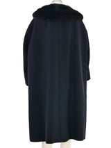 1960s Fur Trimmed Black Swing Coat Outerwear arcadeshops.com