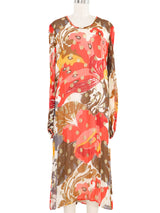 Metallic Accented Printed Chiffon Dress Dress arcadeshops.com