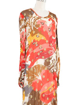 Metallic Accented Printed Chiffon Dress Dress arcadeshops.com