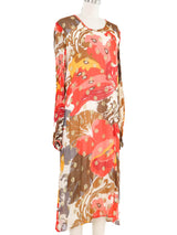 Metallic Accented Printed Chiffon Dress Dress arcadeshops.com