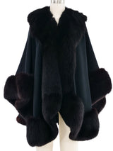 Black Fur Trimmed Shawl Outerwear arcadeshops.com