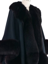 Black Fur Trimmed Shawl Outerwear arcadeshops.com