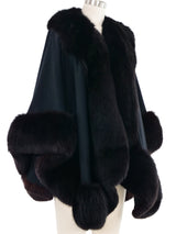 Black Fur Trimmed Shawl Outerwear arcadeshops.com