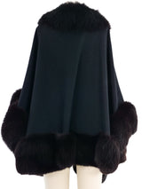 Black Fur Trimmed Shawl Outerwear arcadeshops.com