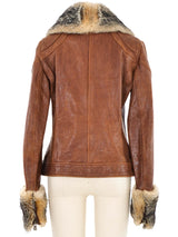 2005 Dolce & Gabbana Fur Trimmed Leather Aviator Jacket Jacket arcadeshops.com