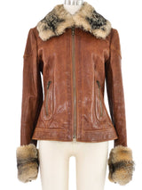 2005 Dolce & Gabbana Fur Trimmed Leather Aviator Jacket Jacket arcadeshops.com