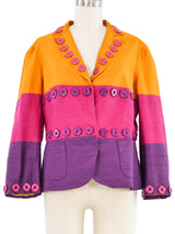 Moschino Button Trim Satin Blazer Jacket arcadeshops.com