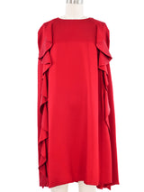 Valentino Red Ruffle Cape Dress Dress arcadeshops.com