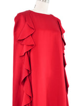 Valentino Red Ruffle Cape Dress Dress arcadeshops.com