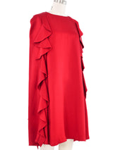 Valentino Red Ruffle Cape Dress Dress arcadeshops.com