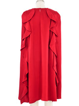 Valentino Red Ruffle Cape Dress Dress arcadeshops.com