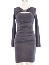 Plein Sud Ruched Gray Jersey Dress Dress arcadeshops.com