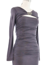 Plein Sud Ruched Gray Jersey Dress Dress arcadeshops.com