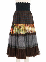 Jean Paul Gaultier Tiered Mixed Fabric Skirt Bottom arcadeshops.com