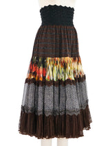 Jean Paul Gaultier Tiered Mixed Fabric Skirt Bottom arcadeshops.com