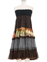 Jean Paul Gaultier Tiered Mixed Fabric Skirt Bottom arcadeshops.com