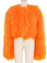 Tangerine Mongolian Fur Cropped Jacket Jacket arcadeshops.com